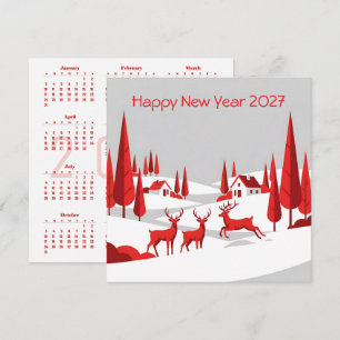 Calendar New Year 2027 Square Business Card