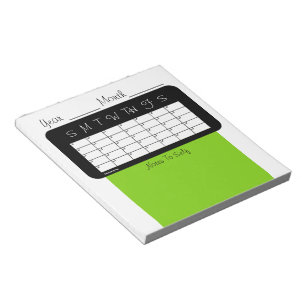 Calendar of the Month Yellow Green Notepad