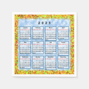 Calendar of the year 2025  napkin