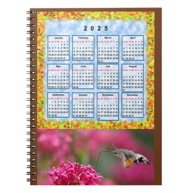 Calendar of the year 2025  notebook (Front)