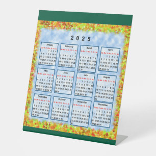 Calendar of the year 2025  pedestal sign