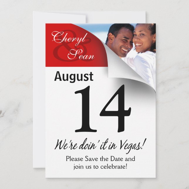 Calendar Page Save the Date Las Vegas Photo (Front)