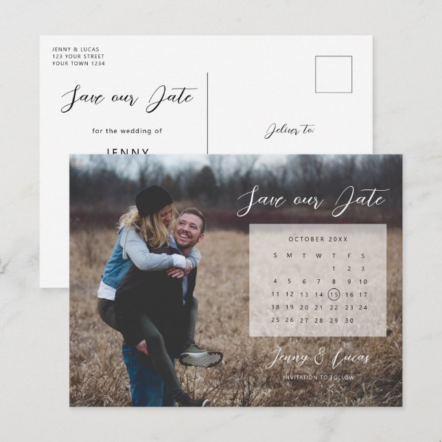 Calendar photo Save the Date Invitation Postcard (Front/Back)