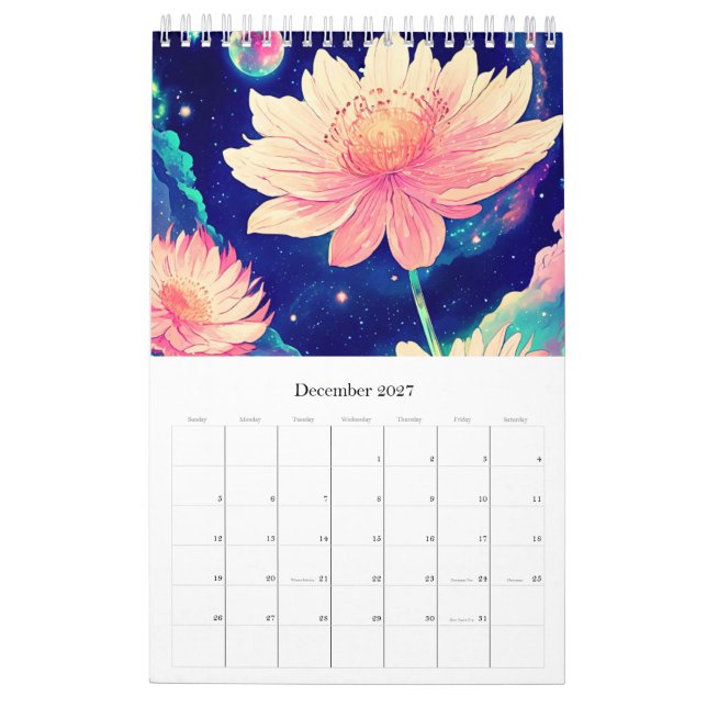 Calendar romantic flowers (Dec 2027)