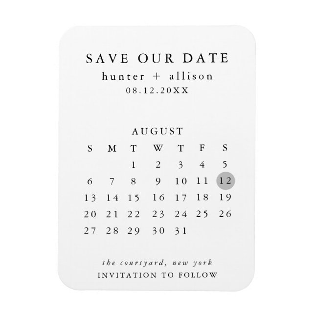 Calendar Save the Date Magnet (Vertical)