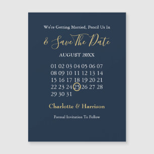 Calendar Save The Date Navy Gold Editable