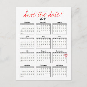 Calendar Save the Date Postcard