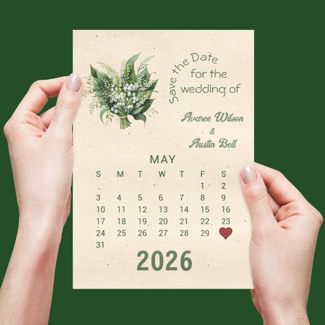 Calendar Style Wedding Save the Date May Announcement Postcard (Creator Uploaded)
