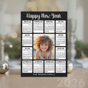 Calendar - Vertical Photo in the Centre Holiday Card