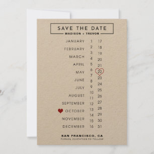 Calendar Wedding Save the Date
