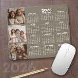 Calendar with 3 Photo Collage - taupe Mouse Pad<br><div class="desc">A calendar printed on a mousepad combines practicality with convenience, transforming a workspace essential into a time-management tool. This innovative design features a full-year or monthly calendar layout integrated into the mousepad’s surface, allowing users to track dates without cluttering their desk with an additional calendar. Made from durable, smooth materials,...</div>