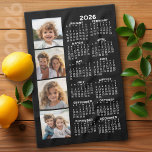 Calendar with 4 Photo Collage Black Kitchen Towel<br><div class="desc">A 4 photo collage with a calendar. A fun item for the New Year. Add 4 square photos to this design. With a little bit of work, you can change the background colour and the calendar colour when you click on the customize option and choose different colours. A very useful...</div>