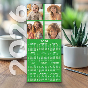 Calendar with 4 Photo Collage - Green Card