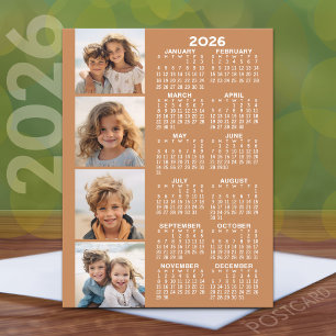 Calendar with 4 Photo Collage - Terra Cotta Postcard