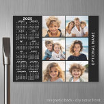 Calendar with 6 Photo Collage Magnetic Dry Erase Sheet<br><div class="desc">A 2025 calendar with a place for 6 photos. You can add a name,  monogram or other custom text. The calendar is uncluttered and easy to read. You can change the background colour if you click on the customize link and go to the advanced design area.</div>