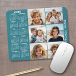 Calendar with 6 Photo Collage Mouse Pad<br><div class="desc">A 2025 calendar with a place for 6 photos. You can add a name,  monogram or other custom text. The calendar is uncluttered and easy to read. You can change the background colour if you click on the customize link and go to the advanced design area.</div>