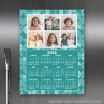 Calendar with 6 Photo - teal mcm pattern Magnetic Dry Erase Sheet<br><div class="desc">A very useful item for school or home office. This shows a full year view of all dates. A calendar printed on a magnet combines practicality with convenience, transforming a workspace essential into a time-management tool. This innovative design features a full-year or monthly calendar layout integrated into the magnet's surface,...</div>