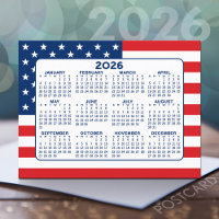 Calendar with American Flag - Red White Blue