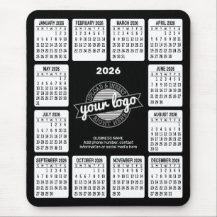 Calendar with logo Contact Information Black White Mouse Pad