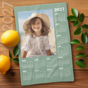 Calendar with Photo Full Year View Modern Minimal Kitchen Towel