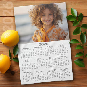 Calendar with Photo Full Year View Modern Minimal Kitchen Towel