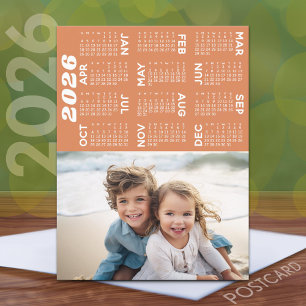 Calendar with Photo Full Year View Modern Minimal Postcard