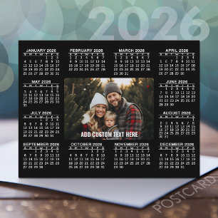 Calendar with Photo in the Centre - Black White Postcard
