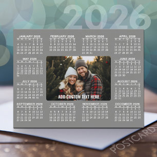 Calendar with Photo in the Centre - Grey White Postcard