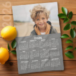 Calendar with Photo - Year View - Grey Kitchen Towel<br><div class="desc">A very useful item for your kitchen. A calendar printed on a kitchen towel combines practicality with convenience, transforming a kitchen workspace essential into a fun memory keeper. This innovative design features a full-year or monthly calendar layout integrated into the towel's surface, allowing users to track dates without cluttering their...</div>