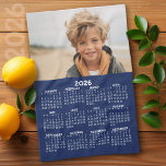 Calendar with Photo - Year View - Navy Blue Kitchen Towel<br><div class="desc">A very useful item for your kitchen. A calendar printed on a kitchen towel combines practicality with convenience, transforming a kitchen workspace essential into a fun memory keeper. This innovative design features a full-year or monthly calendar layout integrated into the towel's surface, allowing users to track dates without cluttering their...</div>