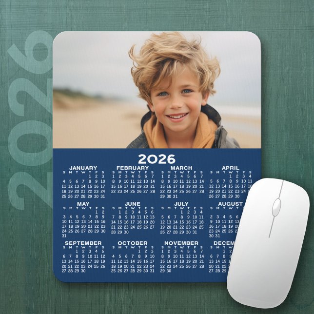 Calendar with Photo - Year View Vertical Mouse Pad (2026 Calendar Mousepad)