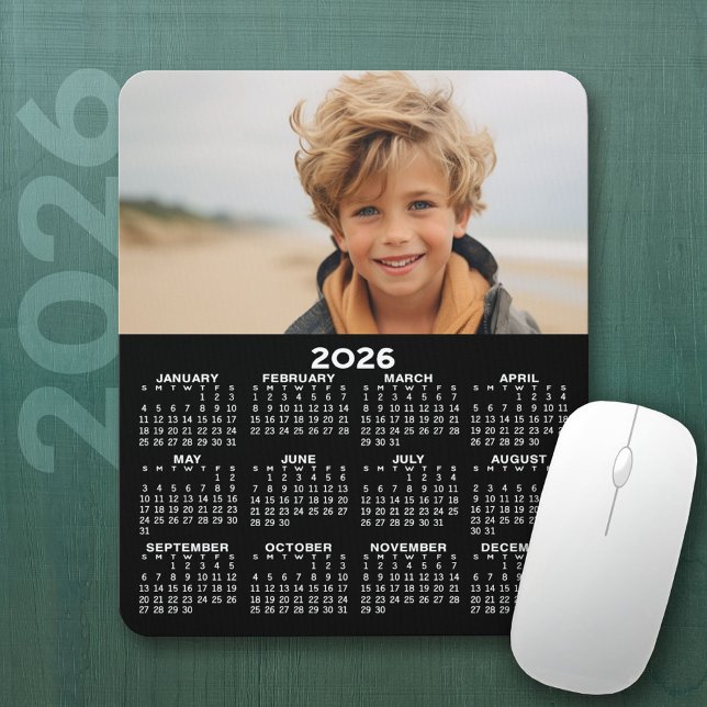 Calendar with Photo - Year View Vertical Mouse Pad (2026 Calendar Mousepad)