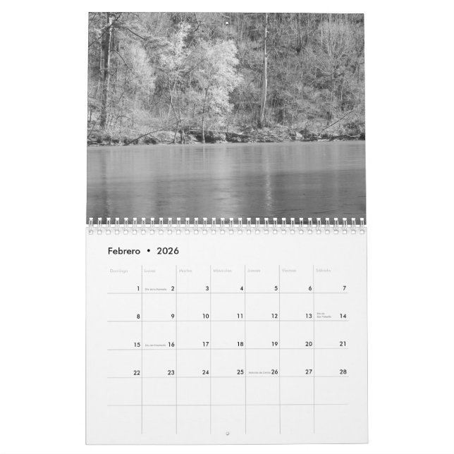 Calendario fotos de naturaleza en blanco y negro calendar (Feb 2026)