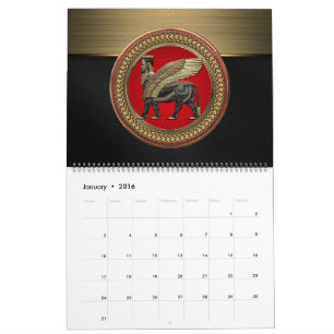 Calendrier [100] Taureau ailé assyrien : or et lamassu noir