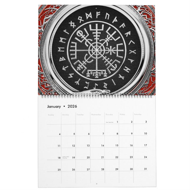 Calendrier [100] Vegvisir - Viking Silver Magic Runic Compass (Jan 2026)