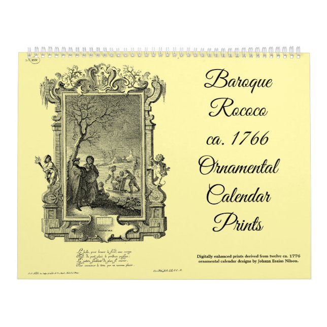 Calendrier 12 Baroque Rococo vers 1766 Impressions de calendr (Protection)