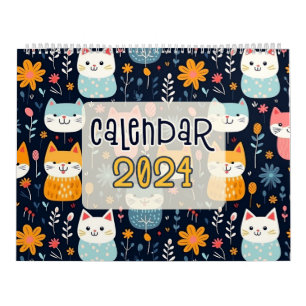 Calendrier 12 Cat Cute Motif Design sans couture