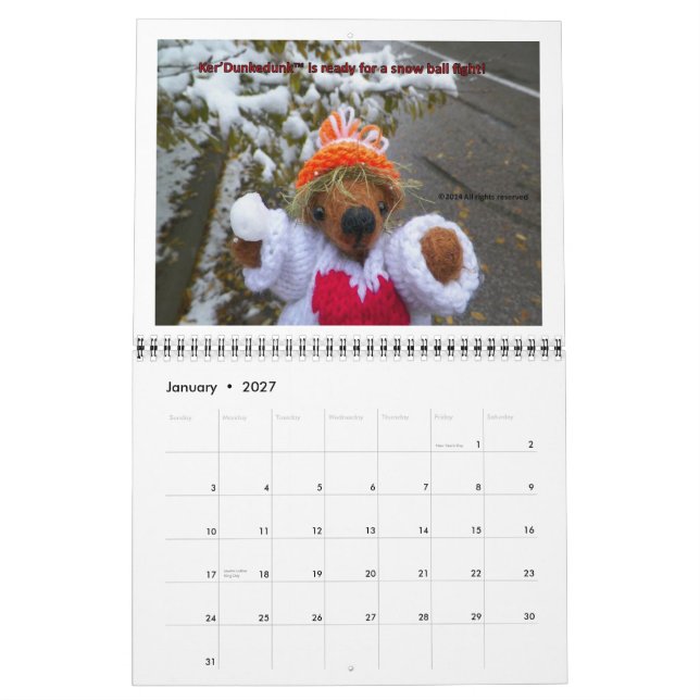 Calendrier 12 mois de l'ours Ker'Dunkedunk (Jan 2027)