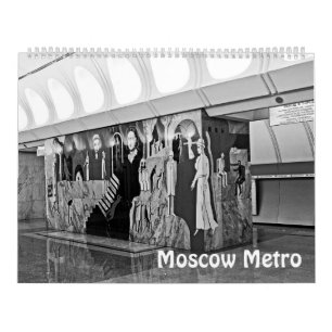 Calendrier 12 mois Métro de Moscou en noir et blanc