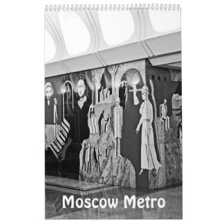 Calendrier 12 mois Métro de Moscou en noir et blanc