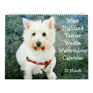 Calendrier 12 Mois West Highland Chiens de Terrier Westies Ca