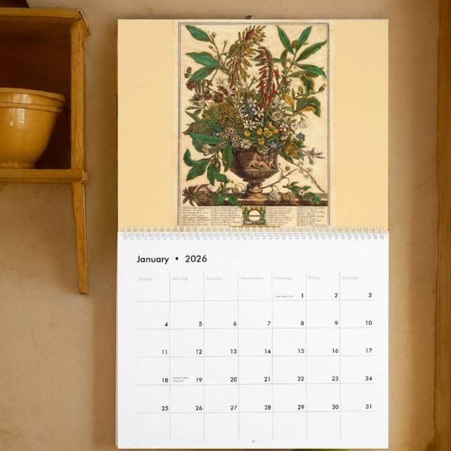 Calendrier 12 Months Of Flowers Baroque Rococo Botanical Art (Créateur téléchargé)