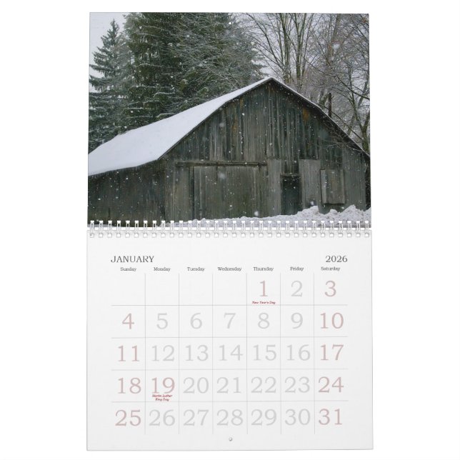 Calendrier 2009 - Granges de la Pennsylvanie centrale (Jan 2026)