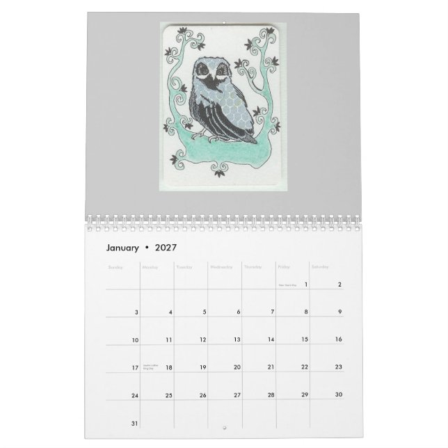 calendrier 2011 de hibou (Jan 2027)