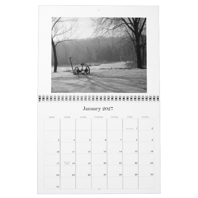Calendrier 2011 noir et blanc (Jan 2027)