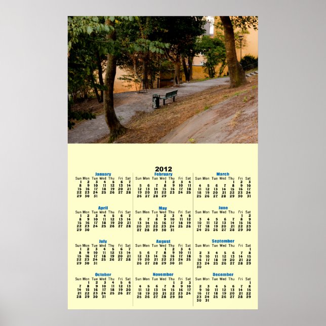 Calendrier 2012 affiche de banc (Devant)