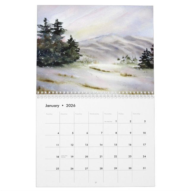 Calendrier 2012 d'aquarelle par Lin Frye (Jan 2026)