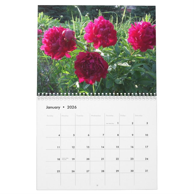Calendrier 2012 floral de fleur de pivoines (Jan 2026)