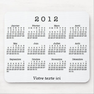 Calendrier 2012 français mouse pad