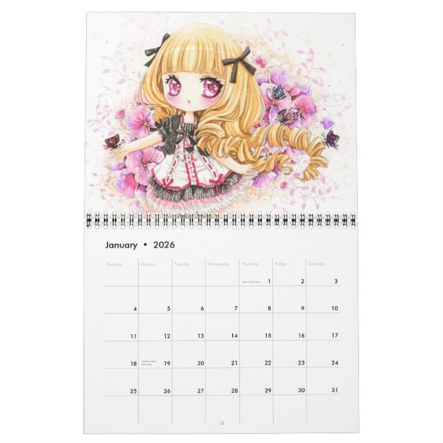 Calendrier 2013 - Belle illustration de chibi (Jan 2026)